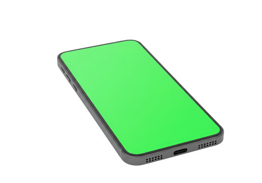 Isolated Modern Smartphone with Green Screen