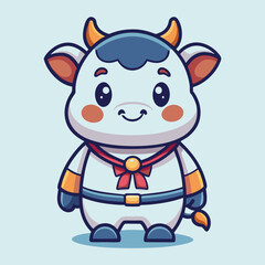 Obraz premium Cute cow character with a red bow tie