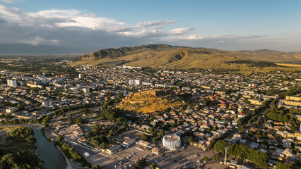 Cityscape of Gori before sunset. Aerial view