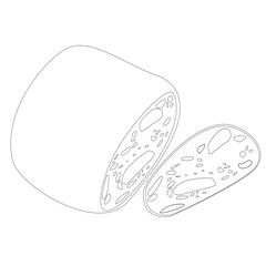 Minimal line art illustration of sliced ciabatta bread. Clean vector perfect for bakery branding, culinary infographics, recipe design, and food packaging with artisan vibes.