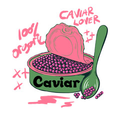 Sturgeon fish artwork for t shirt print, poster, sticker and other uses. Caviar love club. Caviar tin vintage illustration artwork.