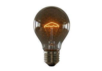 Isolated Light Bulb with Binary Code Filament Glow