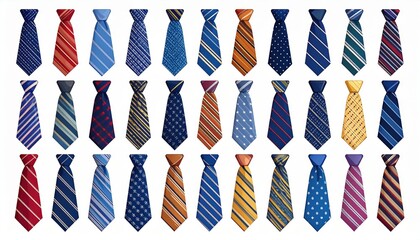 Variety Of Colorful Neckties In Different Patterns