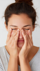 Woman rubbing itchy eyes due to irritation