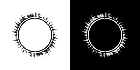 Dynamic abstract spiral sound wave rhythm lines. Circular spiral sound wave rhythm of lines. Circular futuristic abstract lines, black and white background.