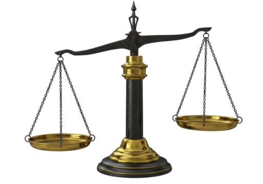 Isolated Brass Balance Scale for Justice