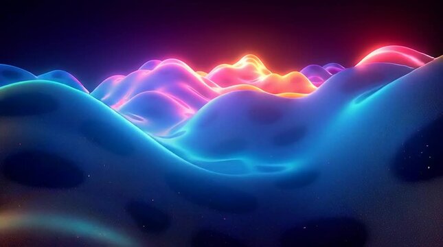 Illustration Abstraite de Lignes N&eacute;on Fluides et Lumineuses sur Fond Sombre