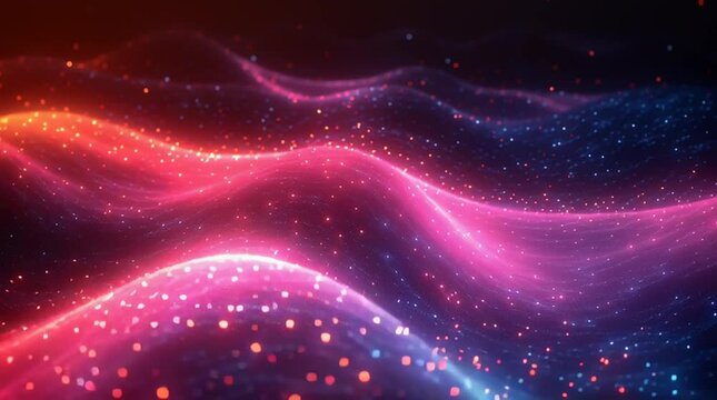 Illustration Abstraite de Lignes N&eacute;on Fluides et Lumineuses sur Fond Sombre