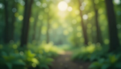  Abstract Green Nature Background with Gentle Blur for Calm and Organic Designs