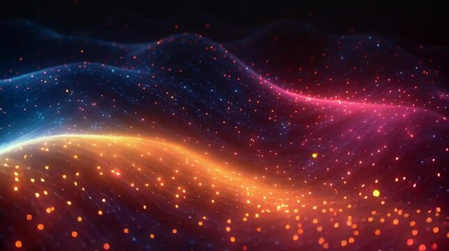 Illustration Abstraite de Lignes N&eacute;on Fluides et Lumineuses sur Fond Sombre