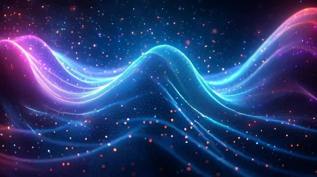 Illustration Abstraite de Lignes N&eacute;on Fluides et Lumineuses sur Fond Sombre