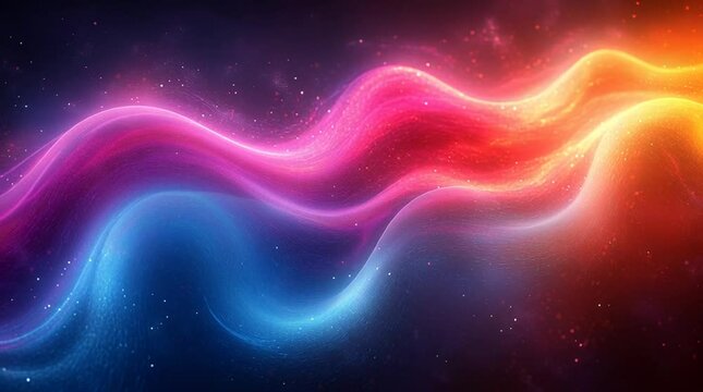Illustration Abstraite de Lignes N&eacute;on Fluides et Lumineuses sur Fond Sombre