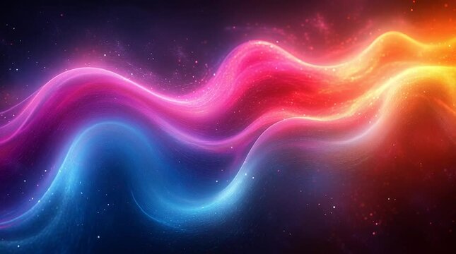 Illustration Abstraite de Lignes N&eacute;on Fluides et Lumineuses sur Fond Sombre