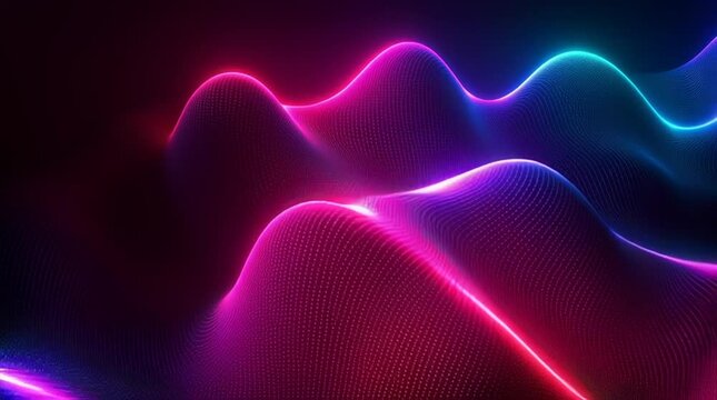 Illustration Abstraite de Lignes N&eacute;on Fluides et Lumineuses sur Fond Sombre