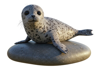 Isolated Spotted Seal Pup Resting on Rock