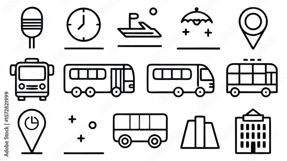 Poster a versatile collection of black and white minimalist line art icons ideal for web design branding an