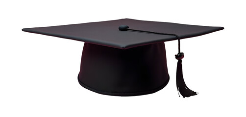 Classic black graduation cap with tassel, symbolizing academic success and future