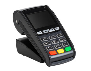 High Quality Touchscreen Point-of-Sale (POS) Terminal with Card Reader, Isolated on a Transparent Background