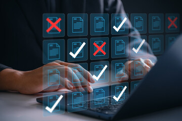 Document verification and approval process with digital checklist for quality control, compliance,...