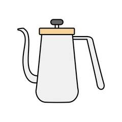 Fototapeta premium 細口のドリップケトルを描いたモダンなベクターイラスト｜白背景でシンプルな構成