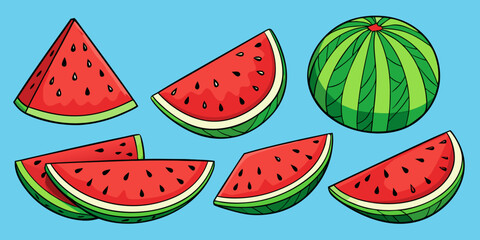Juicy red watermelon slices create a sweet, fresh, and healthy seamless summer fruit pattern