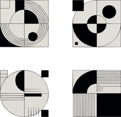 Geometric Black and White Abstract Art Prints Modern Minimalist Designs