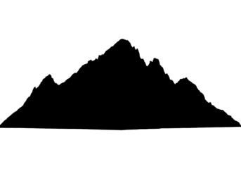 Isolated Silhouette of Mountain Range Against White Background