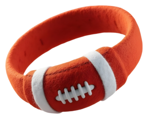 Cheerful orange football bracelet, vibrant accessory for active sports fans