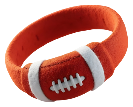 Cheerful orange football bracelet, vibrant accessory for active sports fans