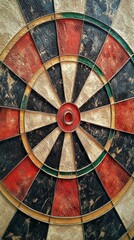 Close-up of an old worn dart target. Useful in the context of sports, entertainment and bar themes.