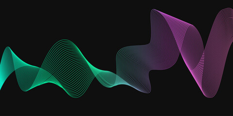 Colorful sound waves in vibrant patterns illustrating music frequency dynamics