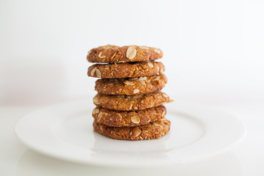 A stack of Anzac biscuits
