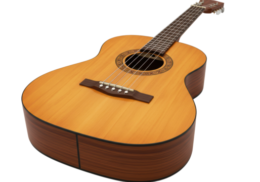 Isolated Acoustic Guitar with Wood Grain Detail