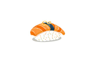 Hand-drawn sushi nigiri with shrimp topping, perfect for Asian cuisine vector collections. Generative AI