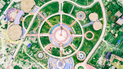 Historic monuments of Vaishali including the Buddha Relic Stupa, and Vishwa Shanti Stupas. Bihar tourism site and Historic Monuments of Vaishali, Muzaffarpur, Bihar, India.