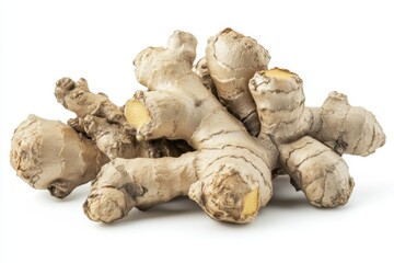 Fototapeta premium Freshly Harvested Ginger Roots Displaying Their Unique Texture and Natural Form, Perfect for Culinary and Medicinal Uses