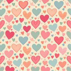 Seamless vector pattern with cute small hearts. Minimal y2k girly background. Valentine day concept. Template with love symbols for wrapping paper, wallpaper, cover, fabric design