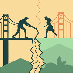 Fototapeta premium Break Walls Build Bridges Game