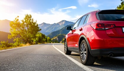 Fototapeta premium red car on the road