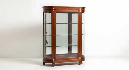 Obraz premium Elegant Antique Curved Glass-Front Display Cabinet