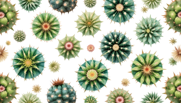 Watercolor Cactus and Succulent Seamless Pattern – High-Resolution PNG on Transparent Background. - Powered by Adobe