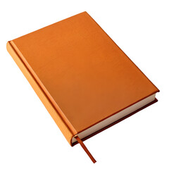 Orange book isolated on transparent background in minimal style with bold color and closed cover
