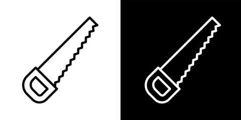 Hand Saw Icon Outline Vector Simple Woodworking Tool