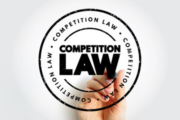 Competition Law text stamp, concept background