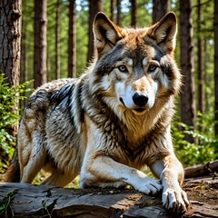 Fototapeta premium gray wolf canis lupus