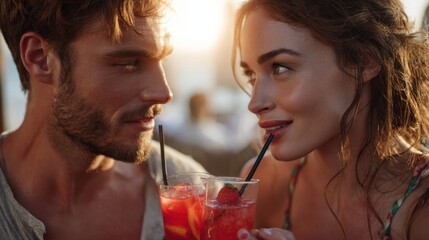 Romantic sunset drinks experience for couples beachside bar lifestyle photography relaxing atmosphere