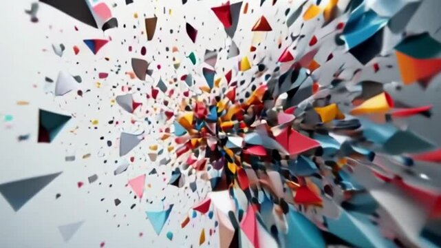 Abstract explosion of geometric shapes
