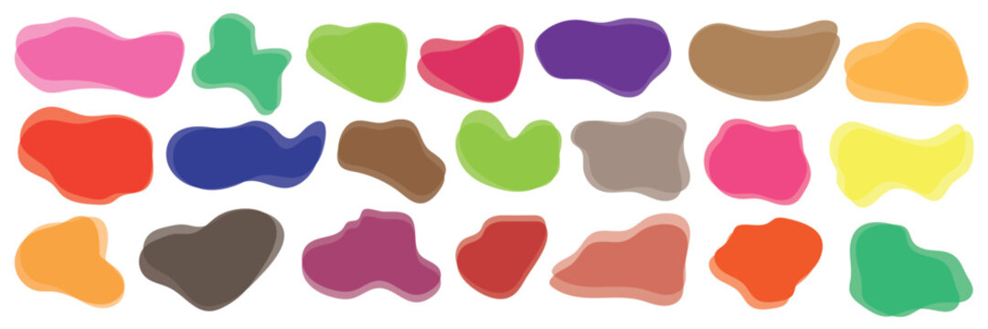 Abstract organic blob shape elements. Liquid basic amoeba blob shapes. Colourful stains geometric vector illustration isolated on white background
