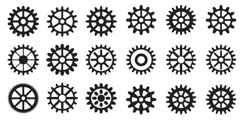 Gear wheel icon set silhouette