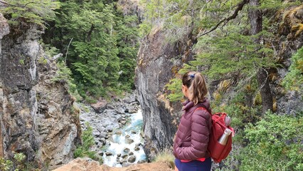 girl in the forest in Patagonia